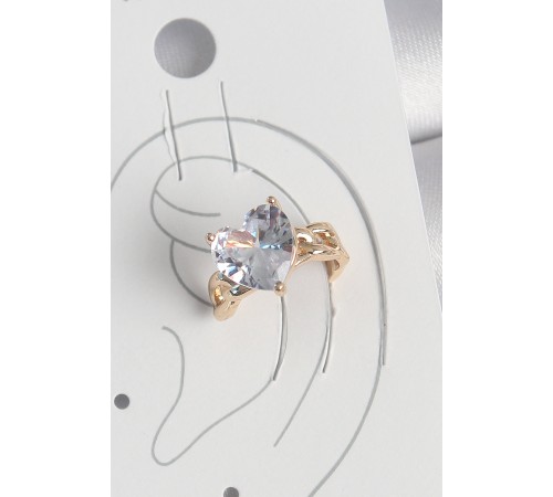 Pirinç Gold Renk Zirkon Taşlı Kalp Model Kadın Kıkırdak Küpe - TJ-BKP10578