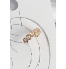 Pirinç Gold Renk Zirkon Taşlı Bal Peteği Model Kadın Kıkırdak Küpe - TJ-BKP10582