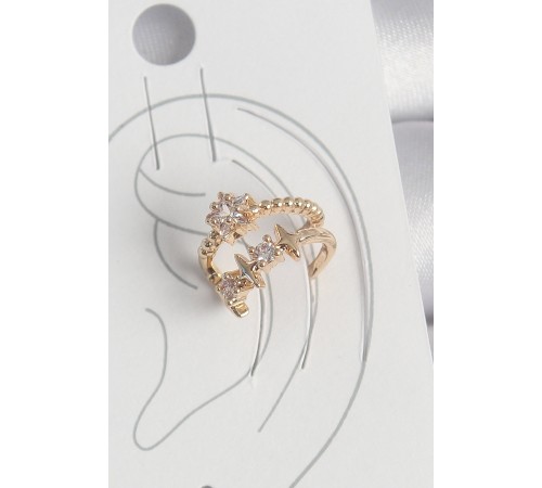 Pirinç Gold Renk Zirkon Taşlı Yıldız Model Kadın Kıkırdak Küpe - TJ-BKP10585