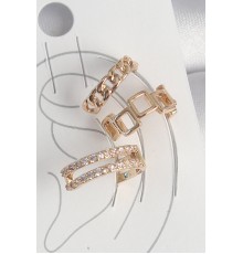 Pirinç Gold Renk Zirkon Taşlı Kare Zincir Model Kadın Kıkırdak Küpe - TJ-BKP10588