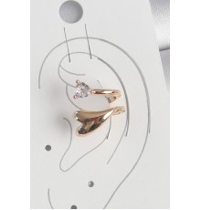 Pirinç Gold Renk Zirkon Taş Detaylı Kalp Model Kadın Kıkırdak Küpe - TJ-BKP10589