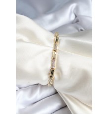 Pirinç Kemik Model Zirkon Taşlı Gold Renk Kadın Bileklik - TJ-BB6978
