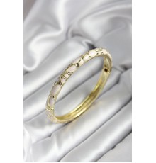 Mineli Pirinç Krem Çiçek Desenli Gold Renk Kadın Kelepçe (çap 60 mm) - TJ-BB6996