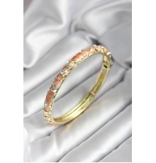 Mineli Pirinç Yavru Ağzı Çiçek Desenli Zirkon Taşlı Gold Renk Kadın Kelepçe - TJ-BB7017