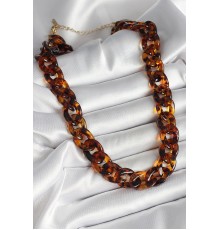 Leopar Desenli Mika Kalın Zincir Kadın Kolye - TJ-BKO10235