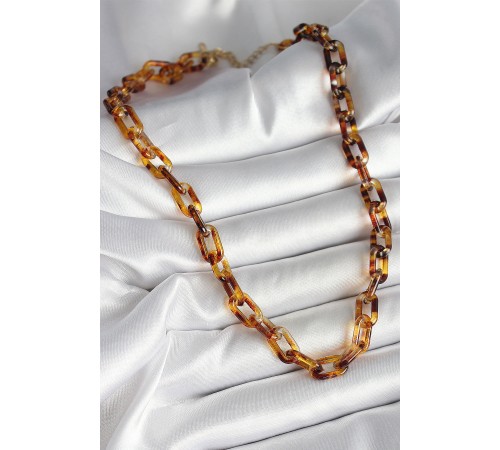 Leopar Desenli Mika Zincir Kadın Kolye - TJ-BKO10236