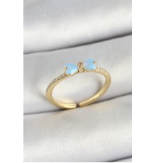 Pirinç Fiyonk Figürlü Zirkon Taşlı Gold Renk Ayarlanabilir Kadın Yüzük - TJ-BYK3760