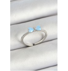 Pirinç Fiyonk Figürlü Zirkon Taşlı Gümüş Renk Ayarlanabilir Kadın Yüzük - TJ-BYK3761