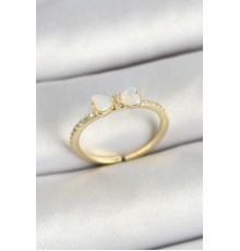 Pirinç Fiyonk Figürlü Zirkon Taşlı Gold Renk Ayarlanabilir Kadın Yüzük - TJ-BYK3764