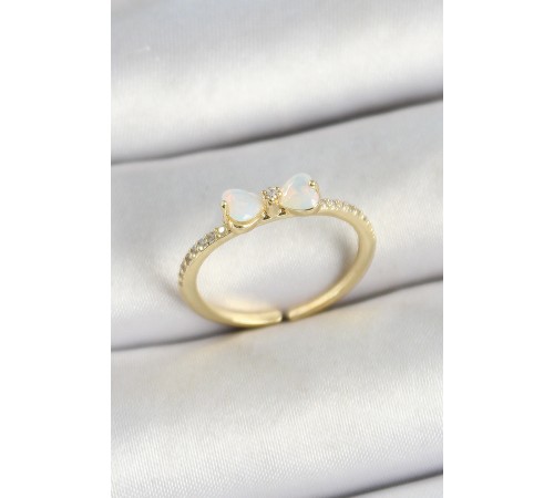 Pirinç Fiyonk Figürlü Zirkon Taşlı Gold Renk Ayarlanabilir Kadın Yüzük - TJ-BYK3764