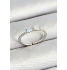 Pirinç Fiyonk Figürlü Zirkon Taşlı Gümüş Renk Ayarlanabilir Kadın Yüzük - TJ-BYK3765