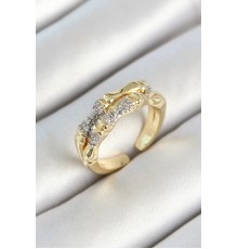Pirinç Kemik Figürlü Zirkon Taşlı Gold Renk Ayarlanabilir Kadın Yüzük - TJ-BYK3781