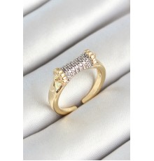 Pirinç Makara Figürlü Zirkon Taşlı Gold Renk Ayarlanabilir Kadın Yüzük - TJ-BYK3782
