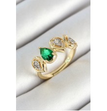 Pirinç Sıralı Damla Figürlü Zirkon Taşlı Gold Renk Ayarlanabilir Kadın Yüzük - TJ-BYK3784