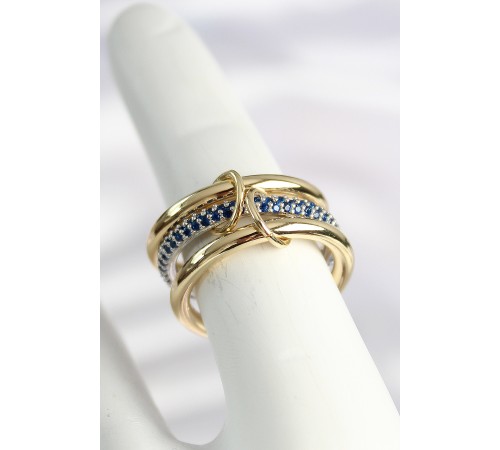 Pirinç Gold Renk Zirkon Taşlı 3'Lü Kadın Yüzük - TJ-BYK3791