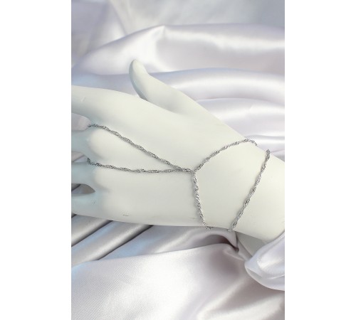 Pirinç Gümüş Renk Esnek Burgu Zincirli Şahmeran - TJ-SN645