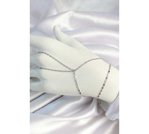 Pirinç Gümüş Renk Parçalı Ezme Zincirli Şahmeran - TJ-SN647