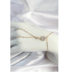 316L Çelik Gold Renk Zincirli Yonca Figürlü Zirkon Taşlı Şahmeran - TJ-SN652