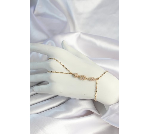 316L Çelik Gold Renk Zirkon Taşlı Baget Şahmeran - TJ-SN654