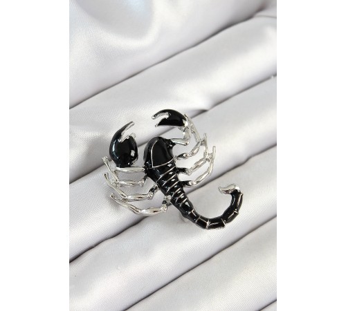 3D Siyah Akrep Figürlü Gümüş Renk Kadın Broş - TJ-BR439