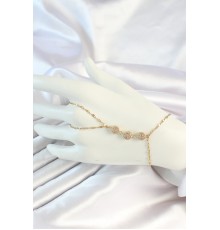 316L Çelik Gold Renk Zincirli Baget Zirkon Taşlı Şahmeran - TJ-SN658