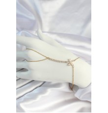 316L Çelik Gold Renk Zincirli Zirkon Taşlı Çiçek Figürlü Şahmeran - TJ-SN659