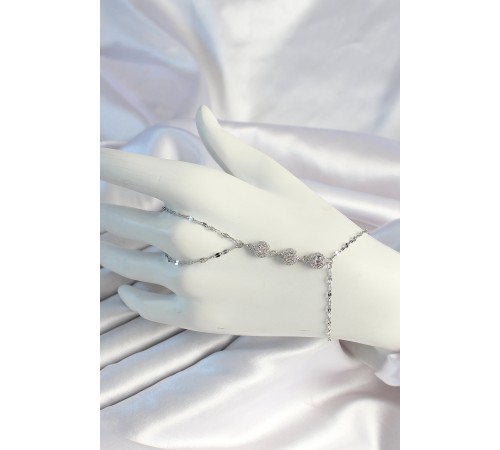 316L Çelik Zincirli Gümüş Renk Baget Zirkon Taşlı Şahmeran - TJ-SN670