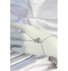 316L Çelik Zincirli Gümüş Renk Kalp Figürlü Zirkon Taşlı Şahmeran - TJ-SN671