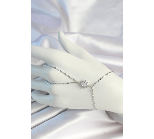 316L Çelik Zincirli Gümüş Renk Zirkon Taşlı Kutup Yıldızı Figürlü Şahmeran - TJ-SN675