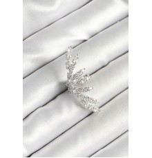 Pirinç Zirkon Taş Kaplamalı Gümüş Renk Kadın Sağ Kıkırdak Küpe - TJ-BKP10628