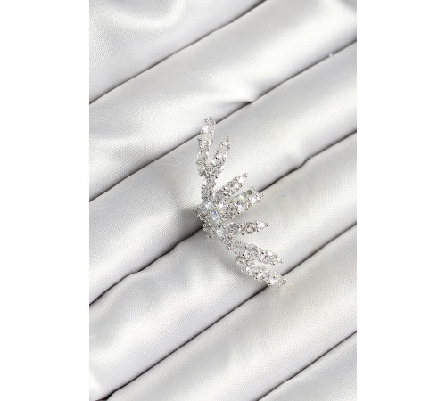 Pirinç Zirkon Taş Kaplamalı Gümüş Renk Kadın Sağ Kıkırdak Küpe - TJ-BKP10628