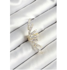 Pirinç Zirkon Taş Kaplamalı Gold Renk Kadın Sağ Kıkırdak Küpe - TJ-BKP10629