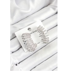 Pirinç Zirkon Taşlı Çoklu Görünümlü Model Gümüş Renk Kadın Küpe - TJ-BKP10631