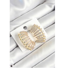 Pirinç Zirkon Taşlı Çoklu Görünümlü Model Gold Renk Kadın Küpe - TJ-BKP10632