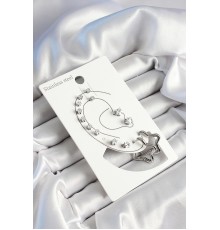 316L Çelik Yıldız Figürlü Ve Zirkon Taşlı Gümüş Renk 7'li Çift Kadın Küpe Set - TJ-BKP10636