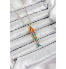 Pirinç Rainbow Balık Model Zirkon Taşlı Gold Renk Kadın Kolye - TJ-BKO10243
