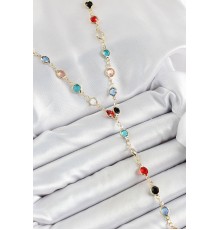 Pirinç Asorti Model Gold Renk Zirkon Taşlı Y Kolye - TJ-BKO10249