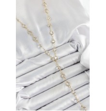 Pirinç Şeffaf Model Gold Renk Zirkon Taşlı Y Kolye - TJ-BKO10250