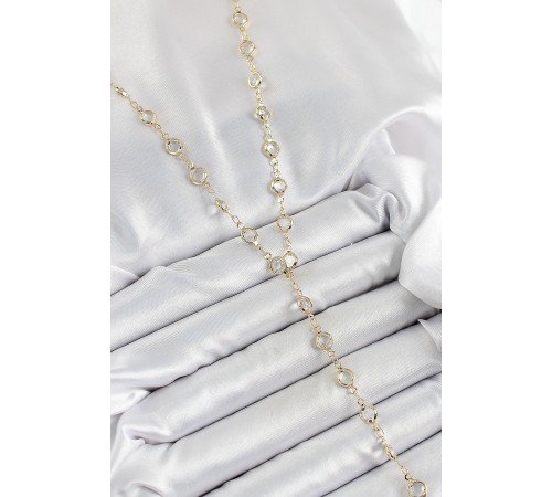 Pirinç Şeffaf Model Gold Renk Zirkon Taşlı Y Kolye - TJ-BKO10250