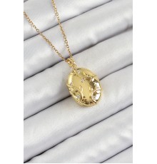 316L Çelik Zincir Açılabilir Sarmaşık Model Zirkon Taşlı Gold Renk Kadın Kolye - TJ-BKO10260