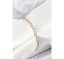 Pirinç Zirkon Taşlı İnce Su Yolu Model Gold Renk Kadın Bileklik - TJ-BB7034