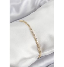 Pirinç Zirkon Taşlı İnce Su Yolu Model Gold Renk Kadın Bileklik - TJ-BB7035