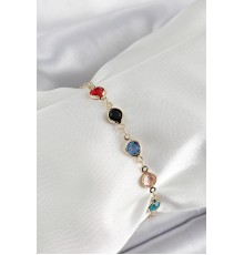 Pirinç Asorti Model Gold Renk Zirkon Taşlı Kadın Bileklik - TJ-BB7039