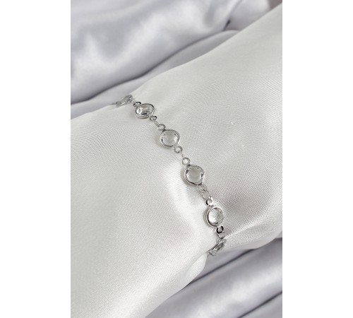 Pirinç Gümüş Renk Zirkon Taşlı Bileklik - TJ-BB7044