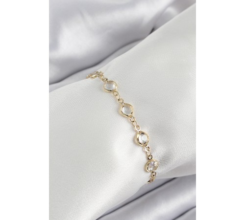 Pirinç Gold Renk Zirkon Taşlı Kadın Bileklik - TJ-BB7045