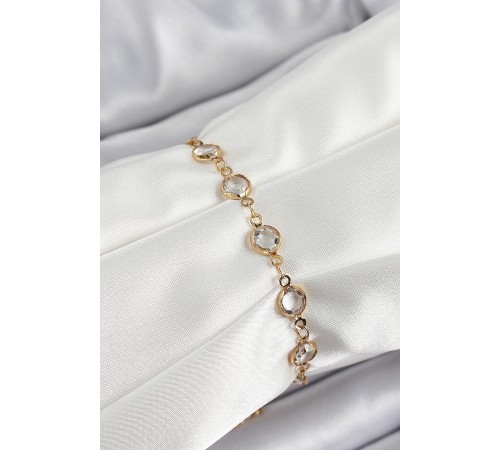 Pirinç Gold Renk Zirkon Taşlı Kadın Bileklik - TJ-BB7050