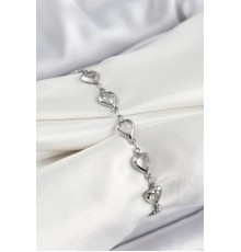 Pirinç Gümüş Renk Kalp Zirkon Taşlı Kadın Bileklik - TJ-BB7054