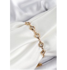 Pirinç Gold Renk Kalp Zirkon Taşlı Kadın Bileklik - TJ-BB7055