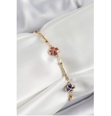 Pirinç Gold Renk Karışık Renk Yonca Zirkon Taşlı Kadın Bileklik - TJ-BB7056