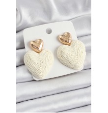 Krem Kalp Figürlü Hasır Örgü Model Gold Renk Kadın Küpe - TJ-BKP10736